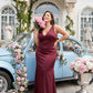 Silvarelle Plus Size Flowy Feminine Evening Gown, Straight Back Sheath Dress for Wedding Engagement Parties -N0360