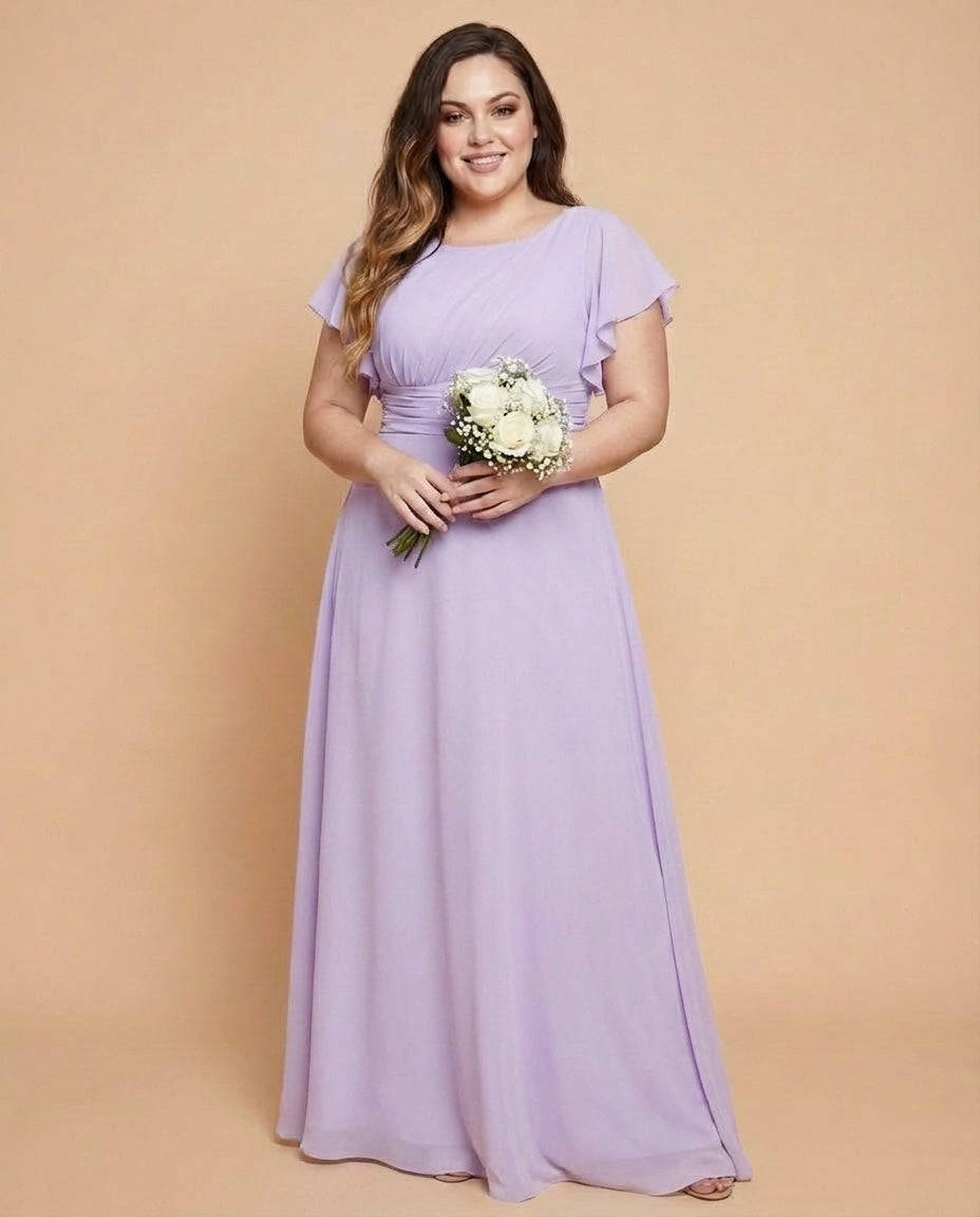 Avenleigh Soft Chiffon Plus Size A-Line Bridesmaid Dress with Flowing Skirt - N0339