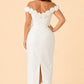 Plus Size Off Shoulder Wedding Dress with 3D Rose Detail and Ruched Fit
