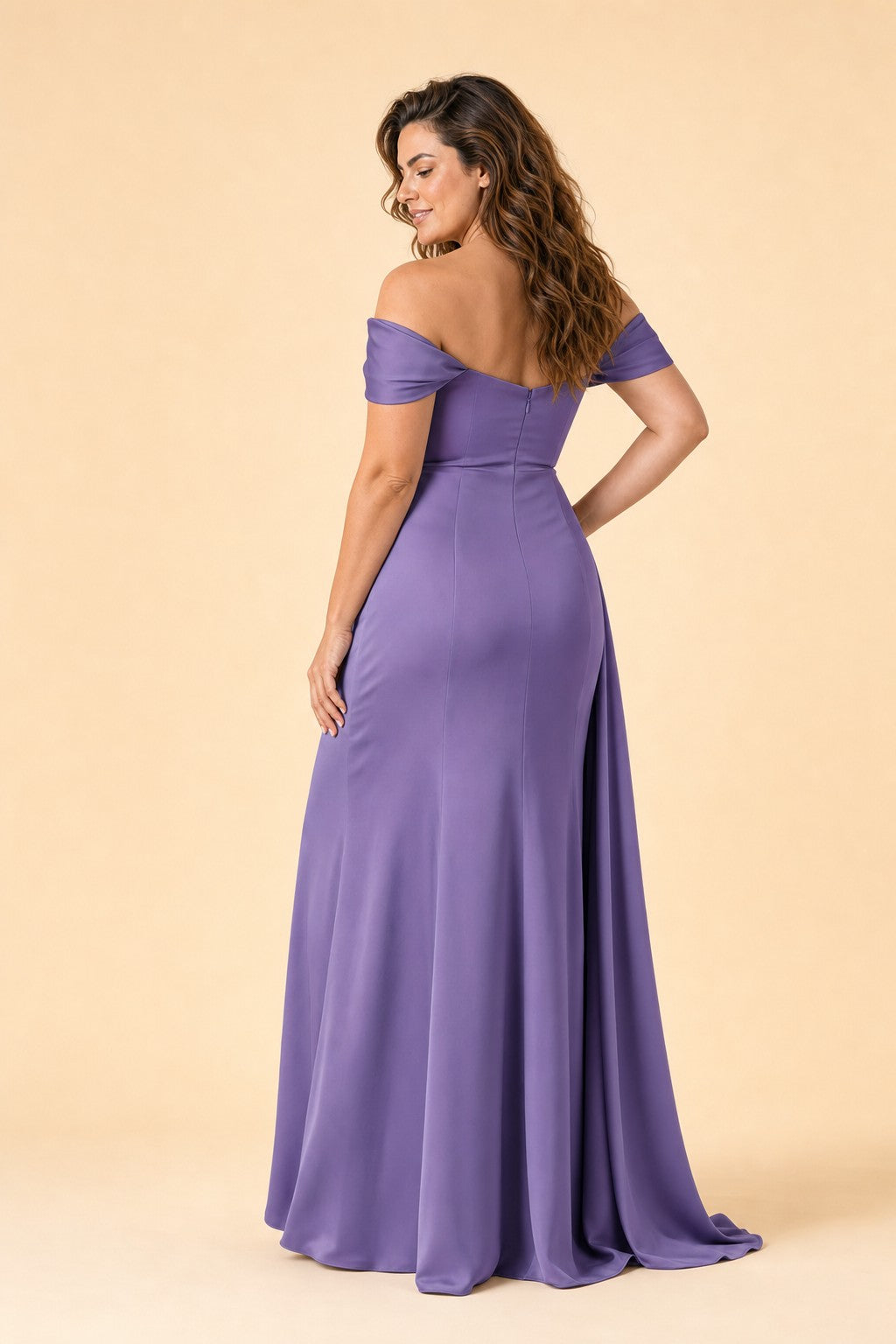 Plus Size Mermaid Bridesmaid Dress with Corset Bodice and Slit