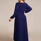 Plus Size V-Neck Long Lantern Sleeves A-Line Chiffon Bridesmaid Dress