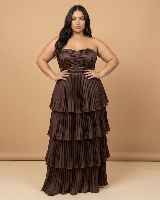 Chantarae Sophisticated Plus Size A-Line Satin Charmeuse Bridesmaid Gown - N0380