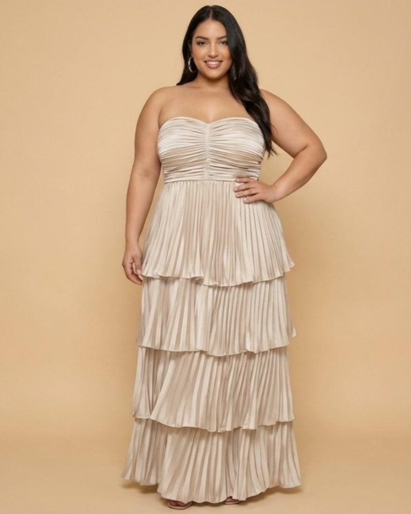 Chantarae Plus Size A Line Bridesmaid Dress Sweetheart Neckline Tiered Ruffle for Wedding Prom Evening Party - N0481