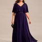 Plus Size Chiffon Formal Maxi Dress with Batwing Sleeves