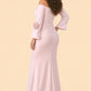Plus Size Mother of the Bride Gown with Sculpted Flower Detail and Feminine Silhouette
