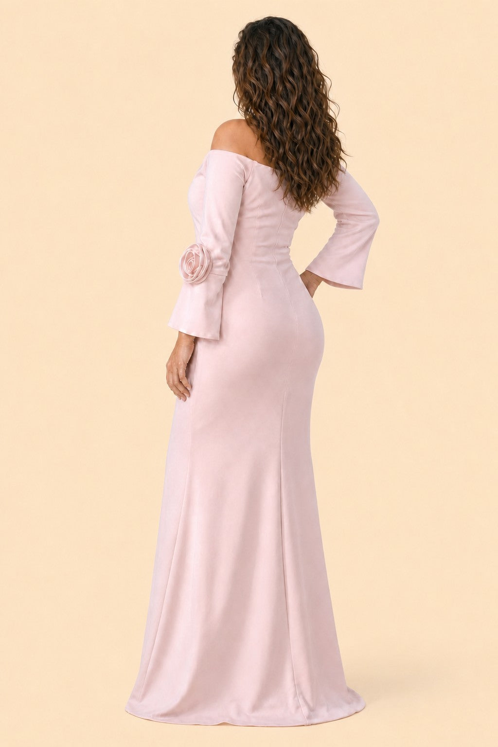 Plus Size Mother of the Bride Gown with Sculpted Flower Detail and Feminine Silhouette