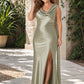 Flattering Plus Size Bridesmaid Dress with Asymmetric Neck and Draped Elegance