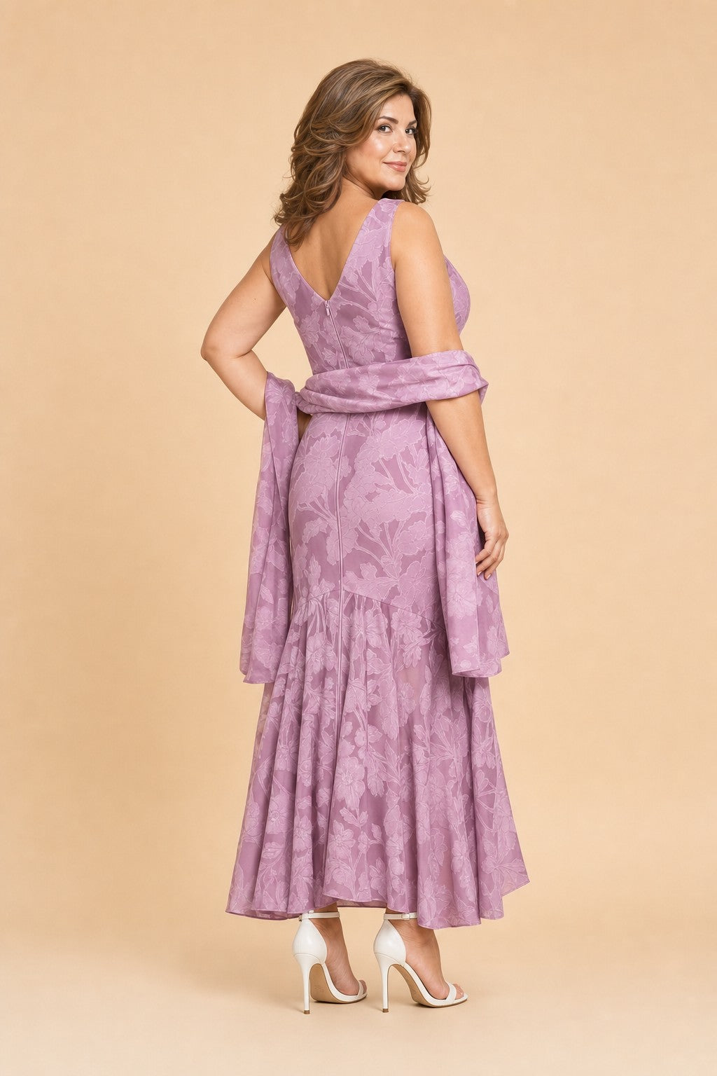 Scarvelle Plus Size Elegant Strapless Floral Evening Gown with Romantic Volume for Weddings and Gala Events