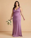 Silvarelle Plus Size Flowy Feminine Evening Gown, Straight Back Sheath Dress for Wedding Engagement Parties -N0360