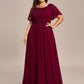 Plus Size Printed Chiffon Pleated Maxi Wedding Guest Dress