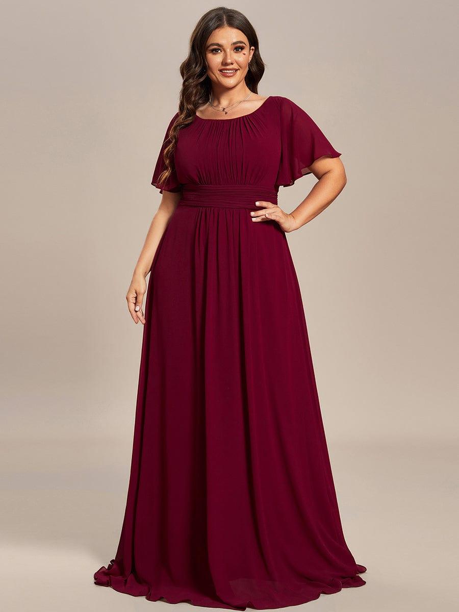 Plus Size Printed Chiffon Pleated Maxi Wedding Guest Dress