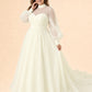 Minimalist Plus Size Wedding Gown with Sheer Long Sleeves