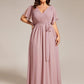 Plus Size Chiffon Tie-Waist Evening Dress