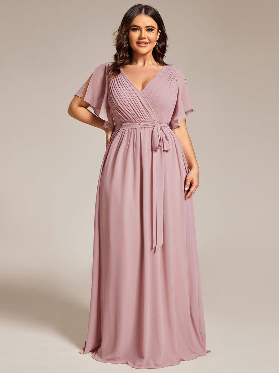 Plus Size Chiffon Tie-Waist Evening Dress