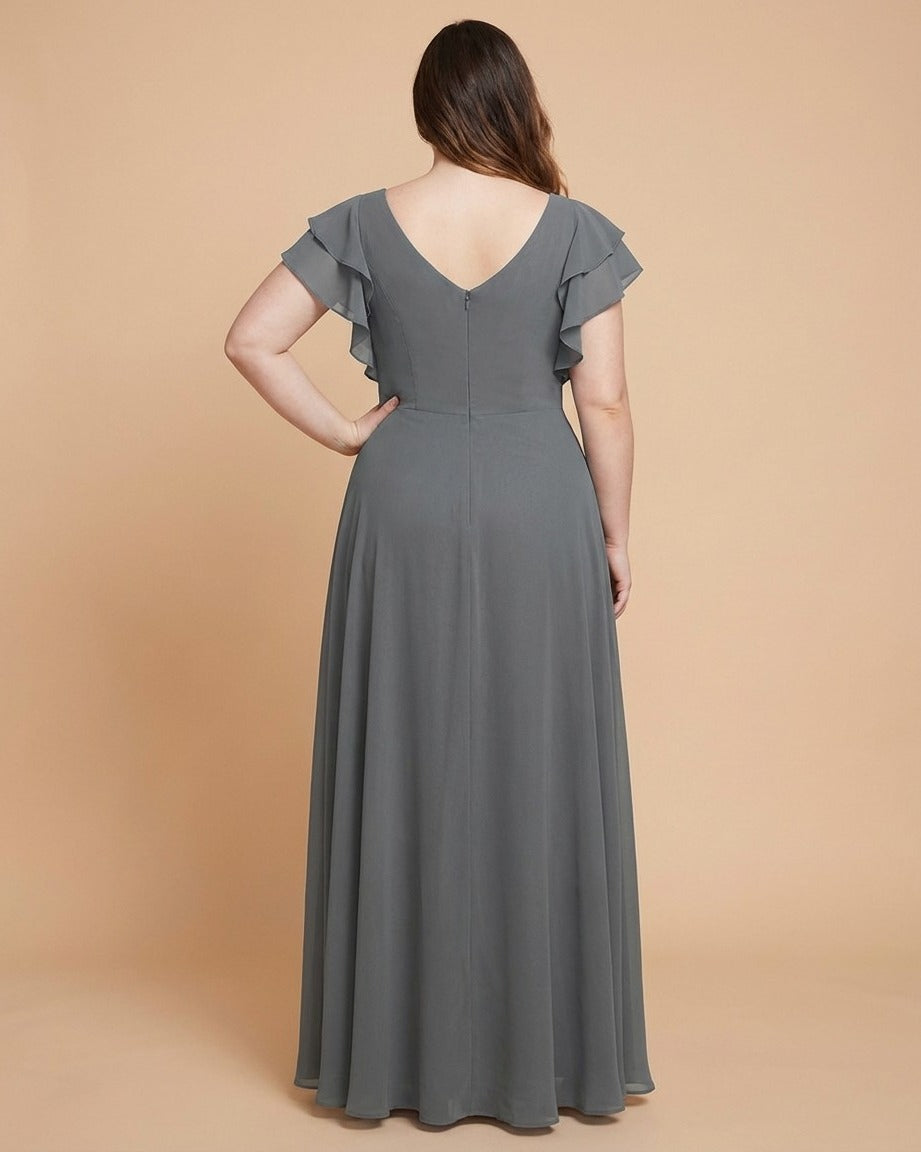 Avenleigh Plus Size Classic A-Line Chiffon Formal Bridesmaid Dress for Wedding Look - N0343