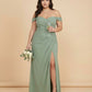 Elanthia Convertible Off-the-Shoulder Mesh Plus Size Bridesmaid Dress for Weddings - N0344