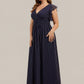 Plus Size Chiffon Pleated A-Line Back Cutout Bridesmaid Dress