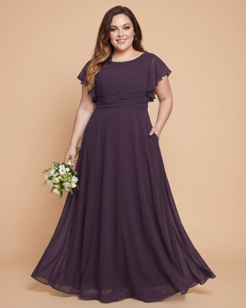 Avenleigh Plus Size Classic A-Line Chiffon Bridesmaid Dress with Clean Silhouette - N0341