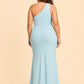 Plus Size One Shoulder Maxi Bridesmaid Dress with Fan Pleats and Elegant Fit