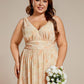 Plus Size Sleeveless V-Neck Chiffon Semi Bridesmaid Dress