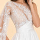 Plus Size A-Line Wedding Dress with Asymmetric Sleeve Lace Panels Open Back and Pockets