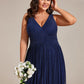 Plus Size Sleeveless V-Neck Pleated A-Line Formal Evening Dress