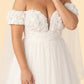 Elegant Plus Size Off-Shoulder Wedding Dress with 3D Floral Appliques and Flowing Tulle Skirt