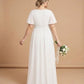 Petaline Plus Size Chiffon A-Line Bridesmaid Gown with Short Flutter Sleeves N0326
