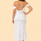 Plus Size Off Shoulder Burnout Floral Bridesmaid Dress with Lace-Up Back