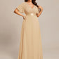 Plus Size Empire Waist V Back Bridesmaid Dress with Short Sleeves