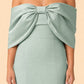 Elegant Plus Size Bridesmaid Dress with Off Shoulder Bow Detail and Slit