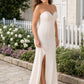 Plus Size Strapless Bridesmaid Dress with Cutout Back Bow and Slit
