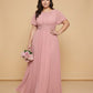 Petaline Plus Size Short Sleeve Chiffon Bridesmaid Dress N0322