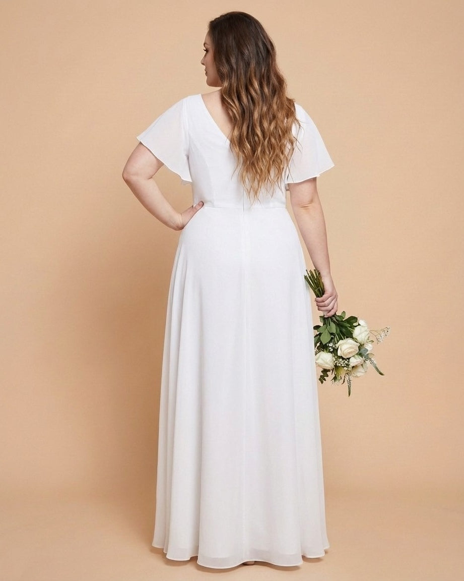 Avenleigh Plus Size Classic A-Line Chiffon Bridesmaid Dress Floor Length for Wedding - N0329