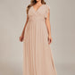 Plus Size Chiffon Pleated A-Line Back Cutout Bridesmaid Dress