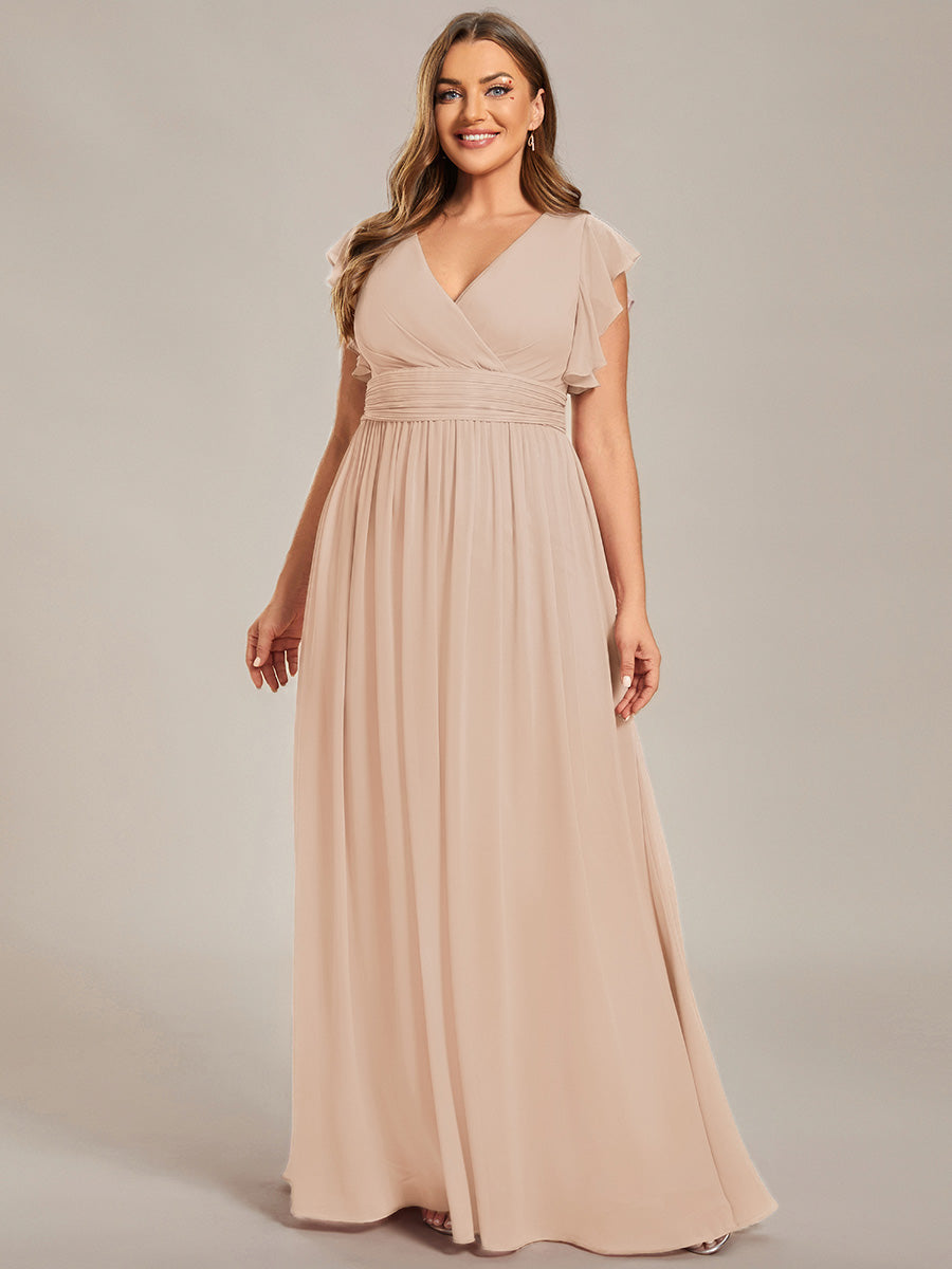Plus Size Chiffon Pleated A-Line Back Cutout Bridesmaid Dress