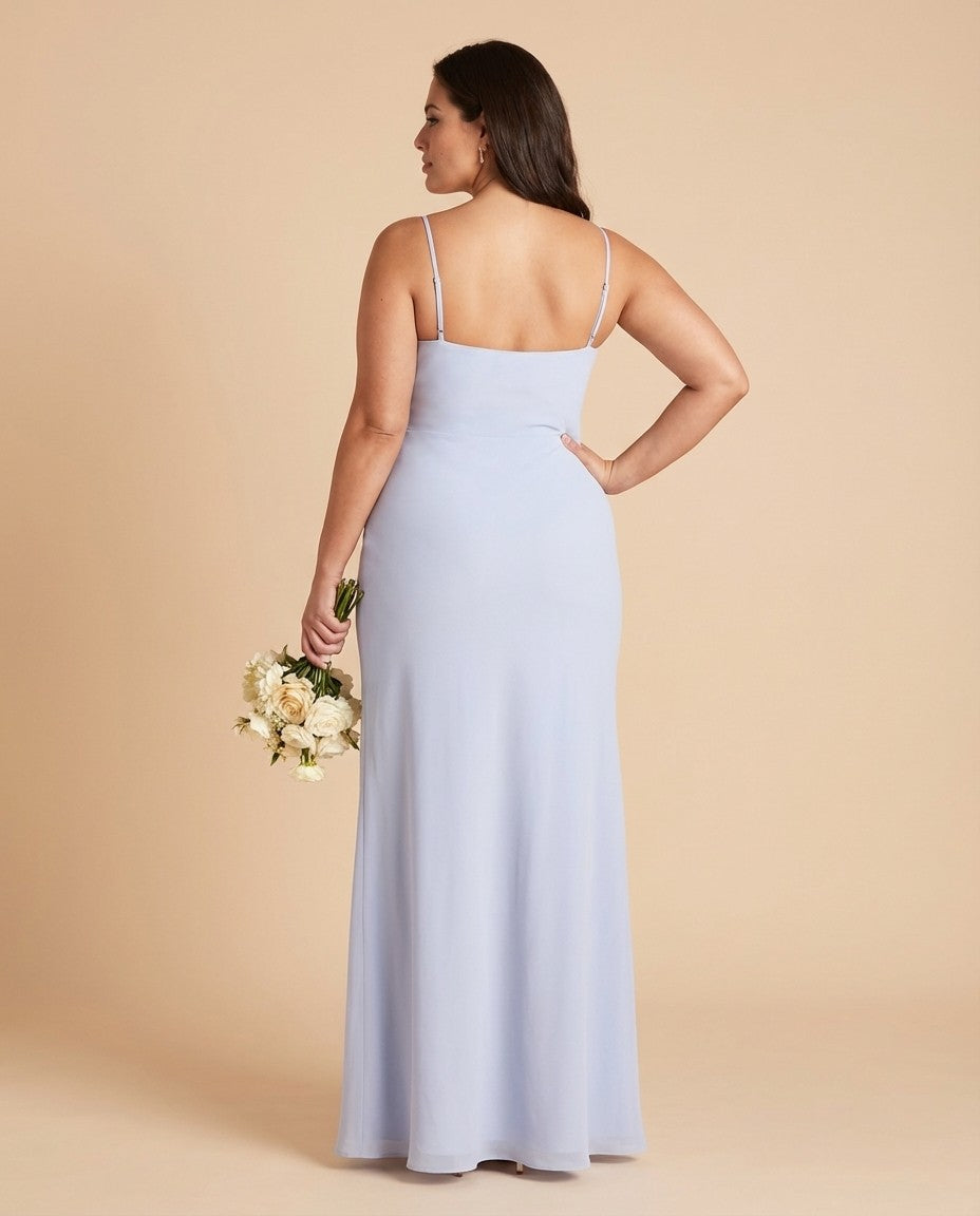 Silvarelle Plus Size Timeless Lace Sheath Floor Length Chiffon Bridesmaid Dress -N0366