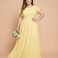 Avenleigh Graceful Modest Half Sleeve Pleated Plus Size Chiffon A-Line Bridesmaid Dress - N0342