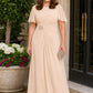 Plus Size A-Line Mother of the Bride Dress with Pleated Chiffon Flutter Sleeves