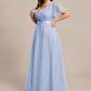 Women's Floor-Length Plus Size Formal Bridesmaid Dress with Short Sleeve