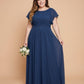 Avenleigh Elegant Plus Size Chiffon A-Line Bridesmaid Gown Flowy Skirt - N0335