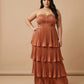 Chantarae Elegant Satin Charmeuse A-Line Plus Size Bridesmaid Dress with Ruffles Perfect for Wedding Events - N0384