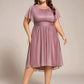 Plus Size Sequin Round Neck Asymmetrical Midi Wedding Guest Dress