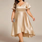 Plus Size Satin Midi Wedding Guest Dress with Pockets