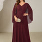 Plus Size Glittery Empire Waist Batwing Sleeve Mother of the Bride Dress