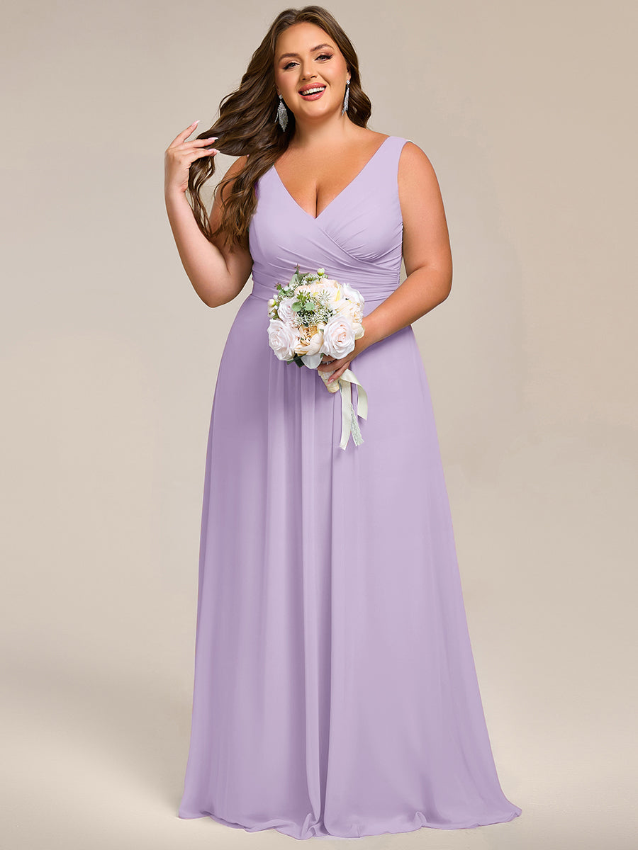 Plus Size Strapless V-Neck A-Line Lace-Up Bridesmaid Dress