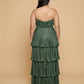 Chantarae Luxury Satin Strapless A-Line Plus Size Bridesmaid Dress with Ruffle -N0377
