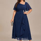 Plus Size Pleated Chiffon Ruffle Sleeve Wedding Guest Dress