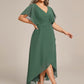 Plus Size V-Neck Chiffon Bat-Wing Sleeve A-Line Waist Applique Formal Dress