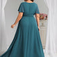 Plus Size Printed Chiffon Pleated Maxi Wedding Guest Dress